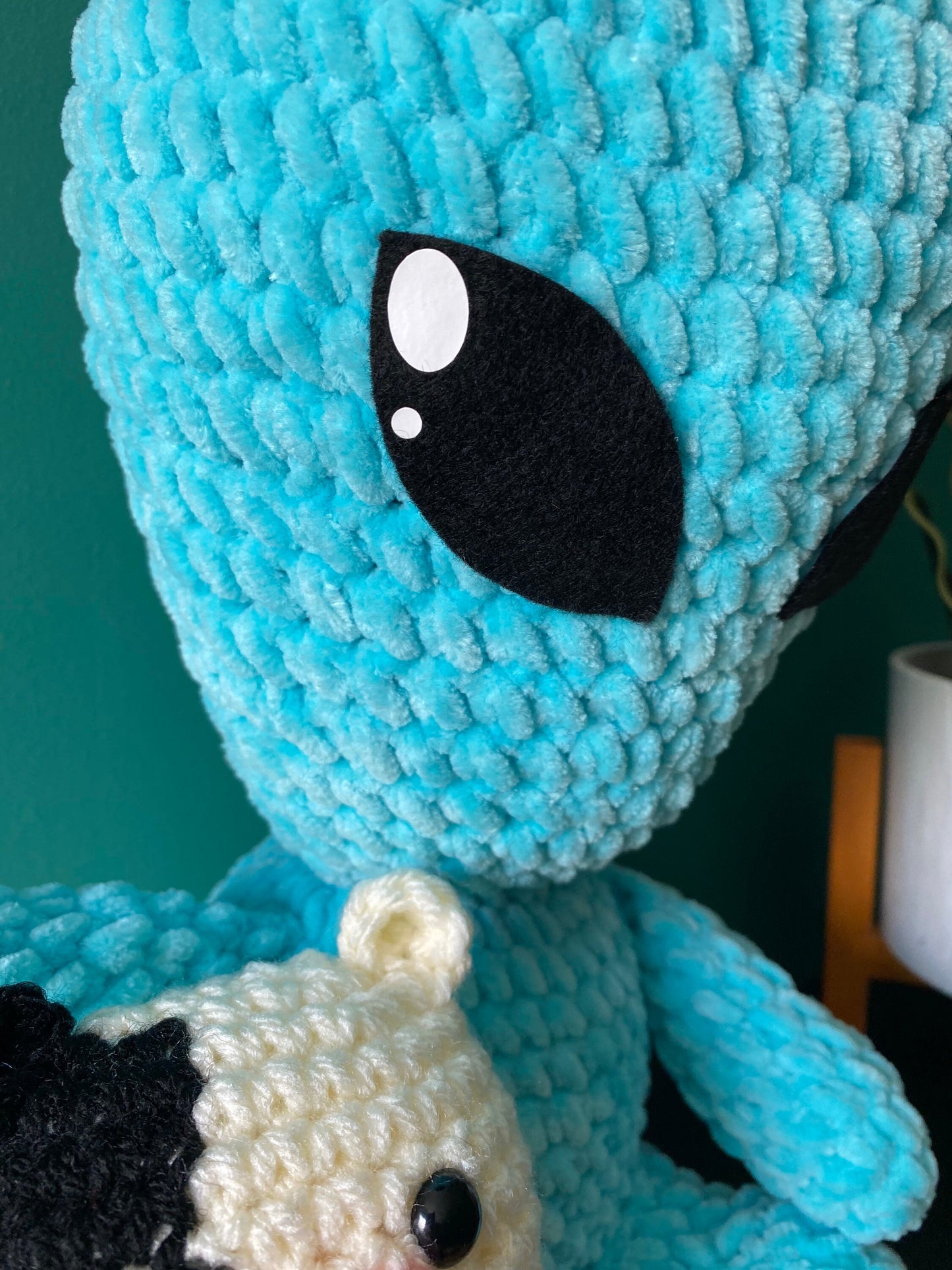 Crochet Alien and Cow plushie set.